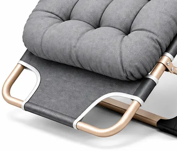 Close-up of the extended leg rest with padded cushion